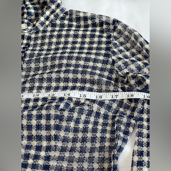 CAbi Blouse Womens size Medium Button Up Sheer Long Sleeve Plaid Career - Picture 6 of 10